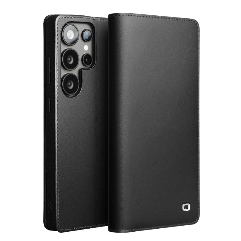 Genuine Leather Phone Case for Samsung S25+ Plus 5G Business Style Fashion Luxury with Card Slots Cover for S25 Ultra 5G