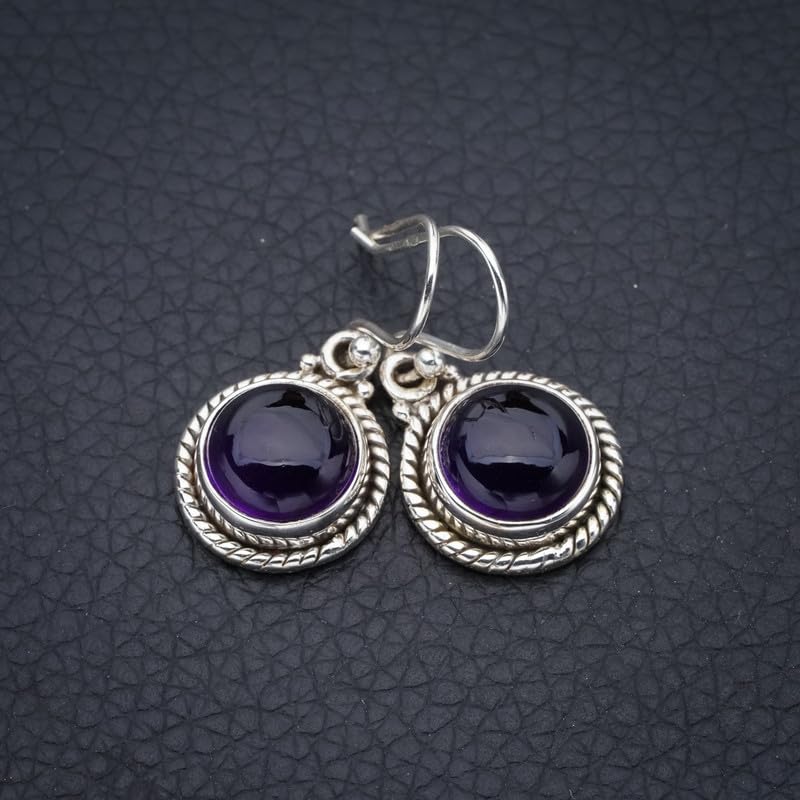 StarGems® Natural Amethyst Handmade 925 Sterling Silver Earrings 1.25" F5608