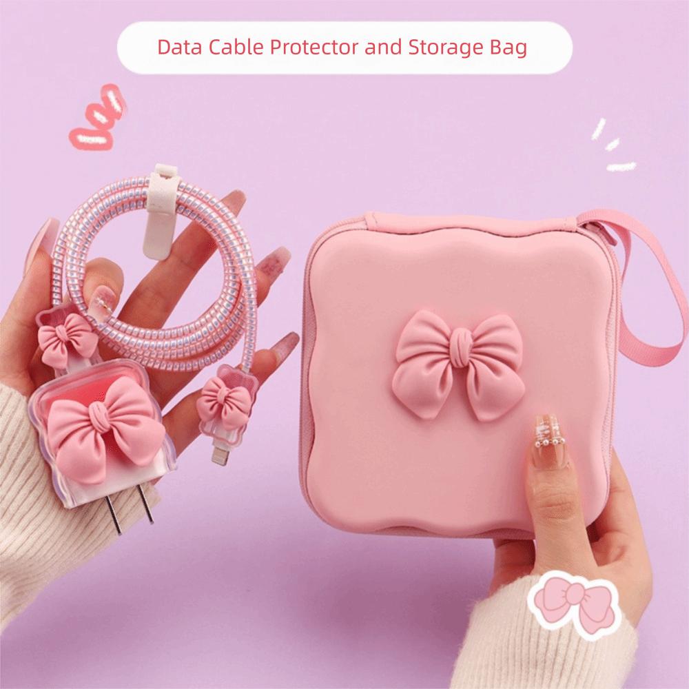3D Bow Data Cable Pack Protection Sleeve Charger Cord Protector Cord Winder Kit  Charger Cable