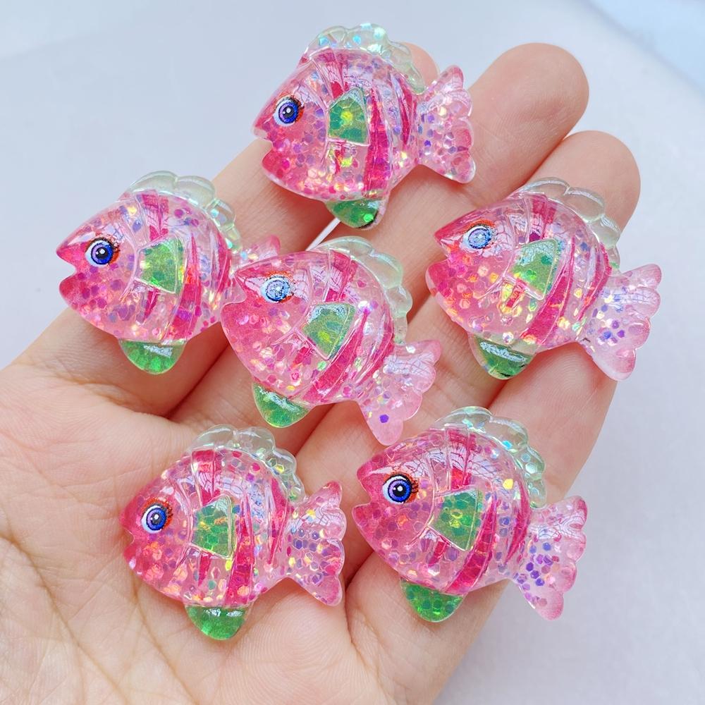 

10 шт. Новые милые мультяшные осьминог, краб, морская звезда, рыбы из смолы, детали с плоской задней стороной, украшения для аксессуаров для волос