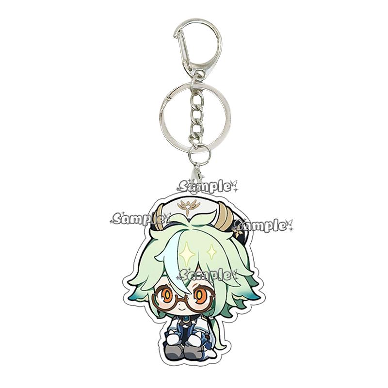 Hot Anime Game  Kamisato Ayaka Arlecchino Navia Anime Cartoon Cute Acrylic Model Double-sided Printing Keychain Keyring Pendant