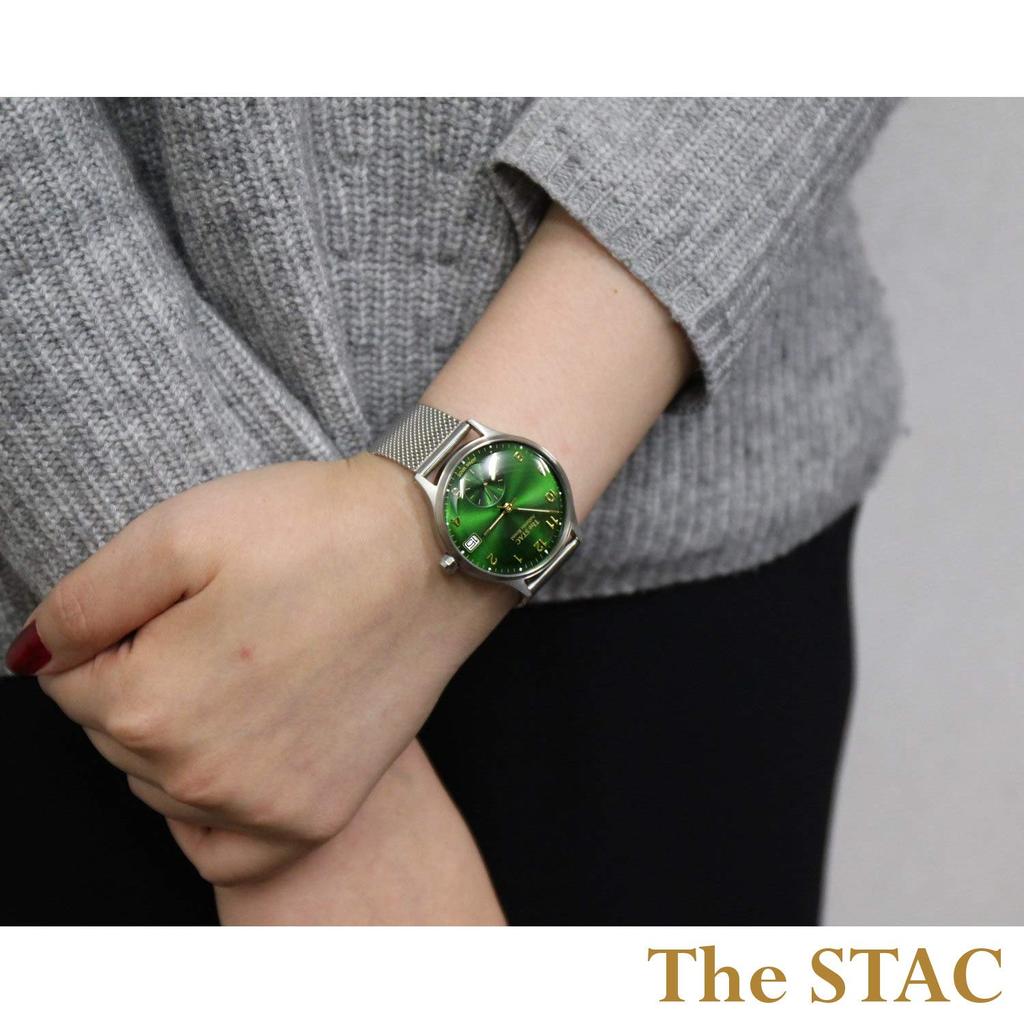 Hausgemachtes klassisches Netz [The STAC] Japan gefertigt, Armbanduhr, 36mm, grün, Armband, Herren, Damen, Unisex.