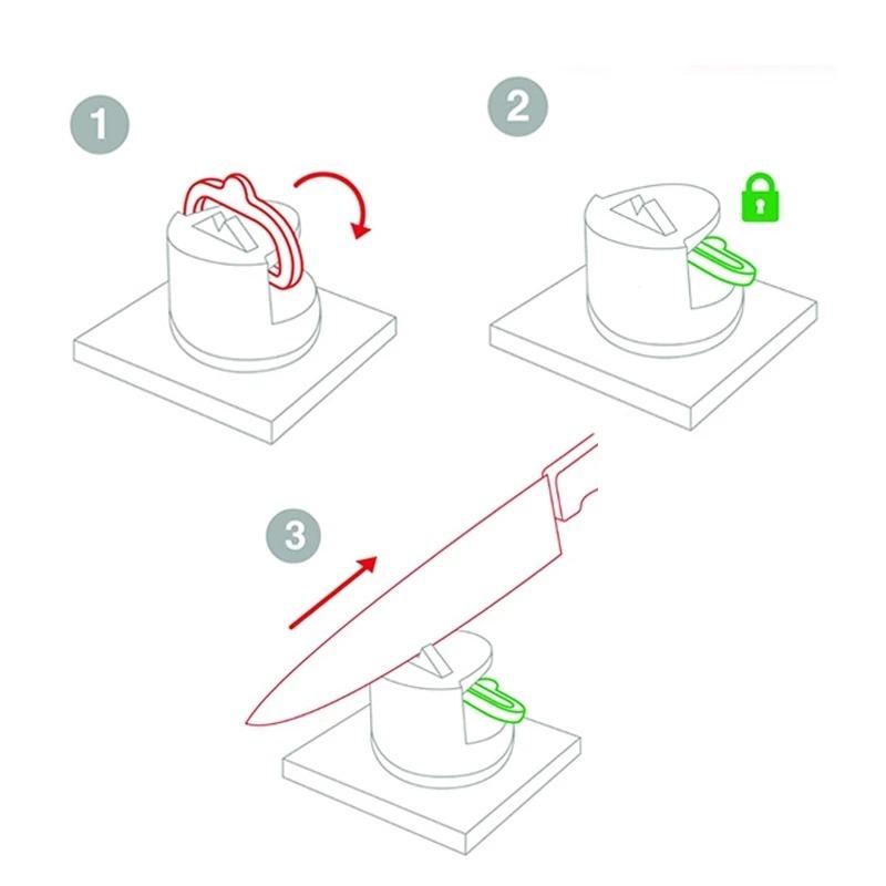Mini suction cup knife sharpener for home kitchens, tungsten steel double-sided whetstone, knife sharpener with suction cup positioning tool.
