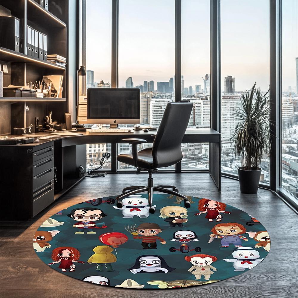 Halloween horror Printed Round Rug Carpet Chair Rug Area Rug Entryway Doormats,for Office Chair Living Room Bedroom Kitchen Room.
