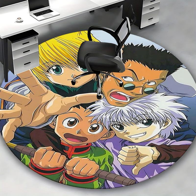 1pc Anime Cartoon Design Round Carpet - Office Chair Mat, Non-Slip Rug for Home Decor, Living Room, Bedroom, Game Room, Dormitory Flooring Gift Idea.W