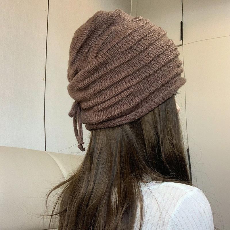 Korean Style Knit Hat Women Winter Warm Ear Protection Beanie Versatile Slimming Hat