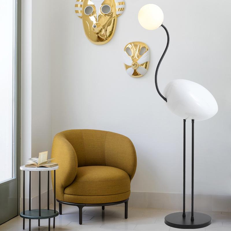 Nordic Design Luxury Art Decor Flamingo Corner Floor Lamp for Living Room Led Vertical Lamp Stand Sofa Bedroom Bedside Study