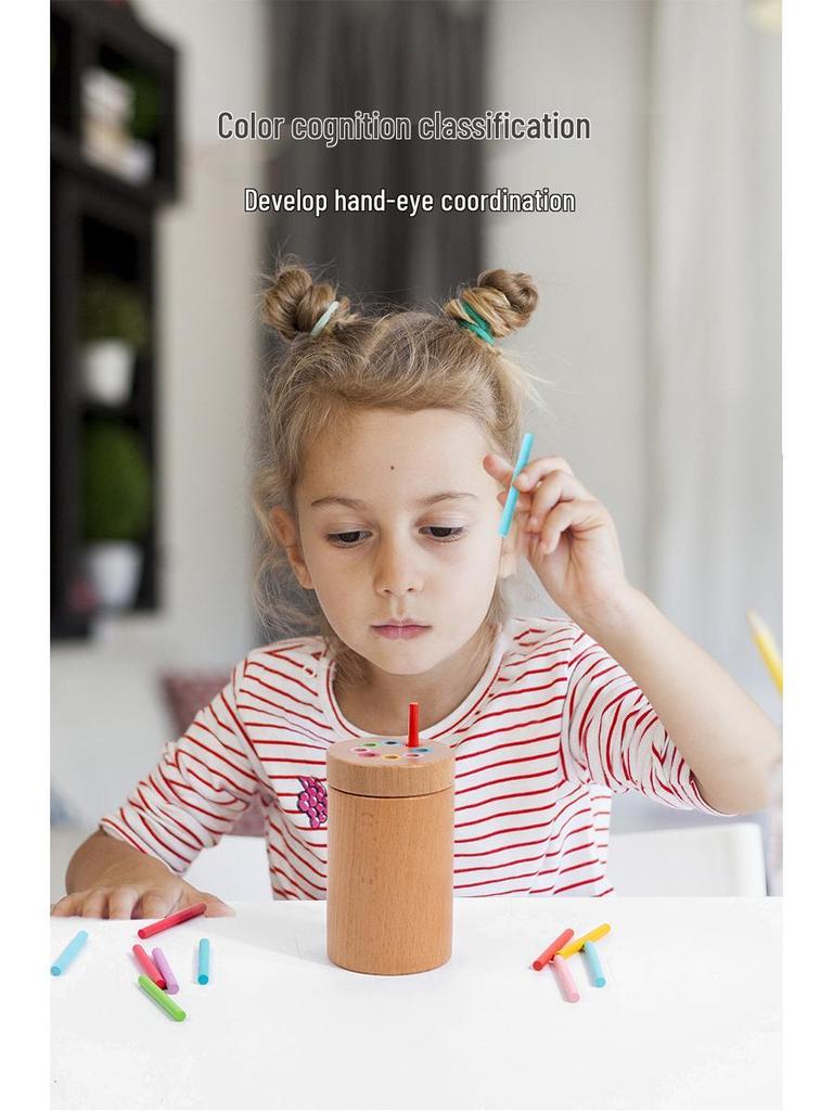 Montessori Wooden Color Sorting Cups for Toddlers 1-3 Years – Educational Kindergarten Toy for Color Recognition