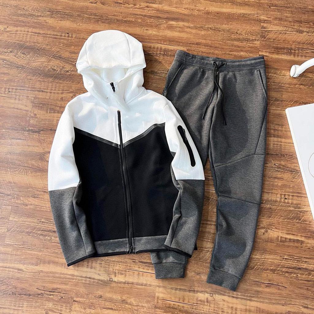 Tuta sportiva casual da uomo 2024 con cappuccio e zip laterale