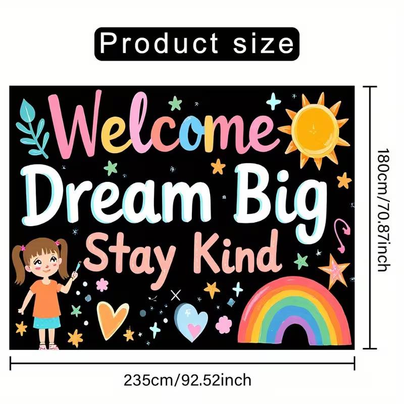 2D Positive Quote Welcome Backdrop - Kids Room Wall Decor Background