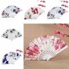 Chinese Style Hand Held Flower Fan Flower Pattern Chinese Dance Fan Bamboo Folding Fan  Party