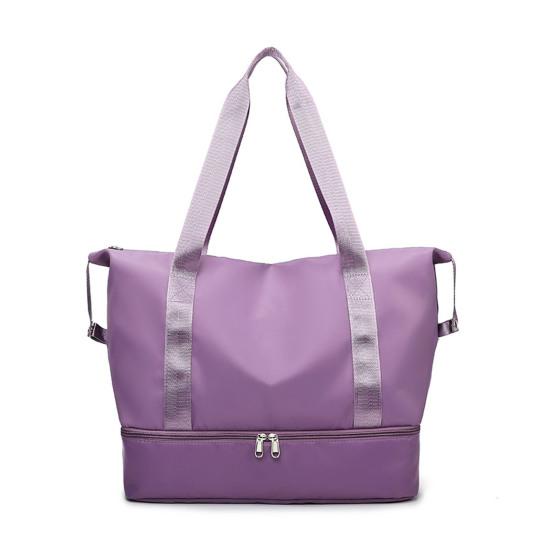 

Waterproof Gym Tote Duffle Bag with Wet Pocket Shoe Compartment Weekender Overnight Tote for Travel Fitness Swimming Фіолетовий