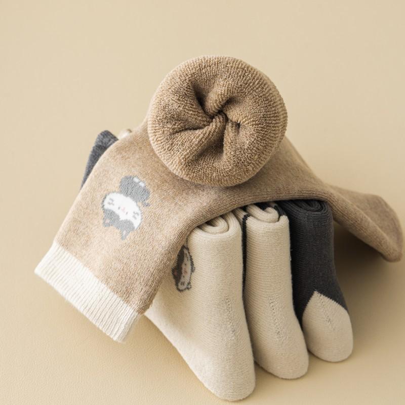 Winter Socks Medium Tube Socks Fleece Thickened Warm Cute Cartoon Terry Socks Socks