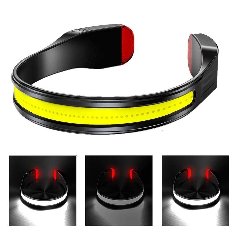 COB Headlamp Rechargeable LED Flashlight Lightweight Waterproof Neck Headlamp for Outdoor Camping Running Illumination
