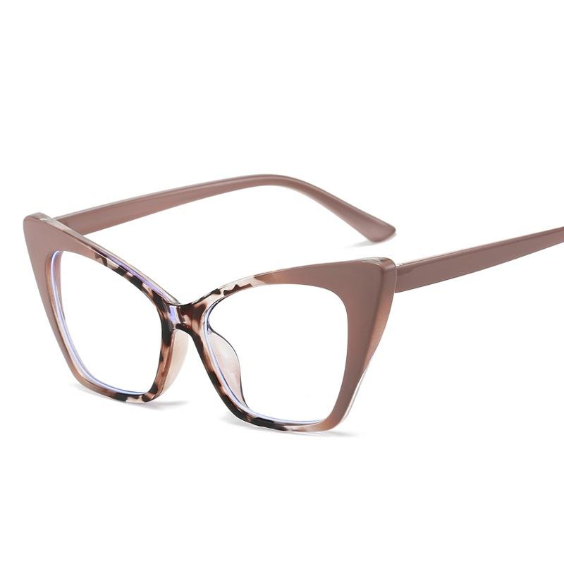 Women Cat Eye Glasses Fashion Retro Anti Blue Light Large Frame Color Computer Eyeglass Luxury Brand Design Decorative Eyewear