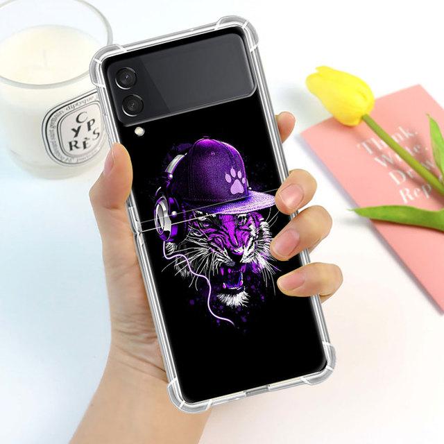 

Роскошный чехол Tiger Cat Dog для Samsung Galaxy Z Flip 3 4 5g Funda Z Flip3, прозрачный жесткий противоударный чехол для ПК, чехол для телефона Samsung Z Flip 5G