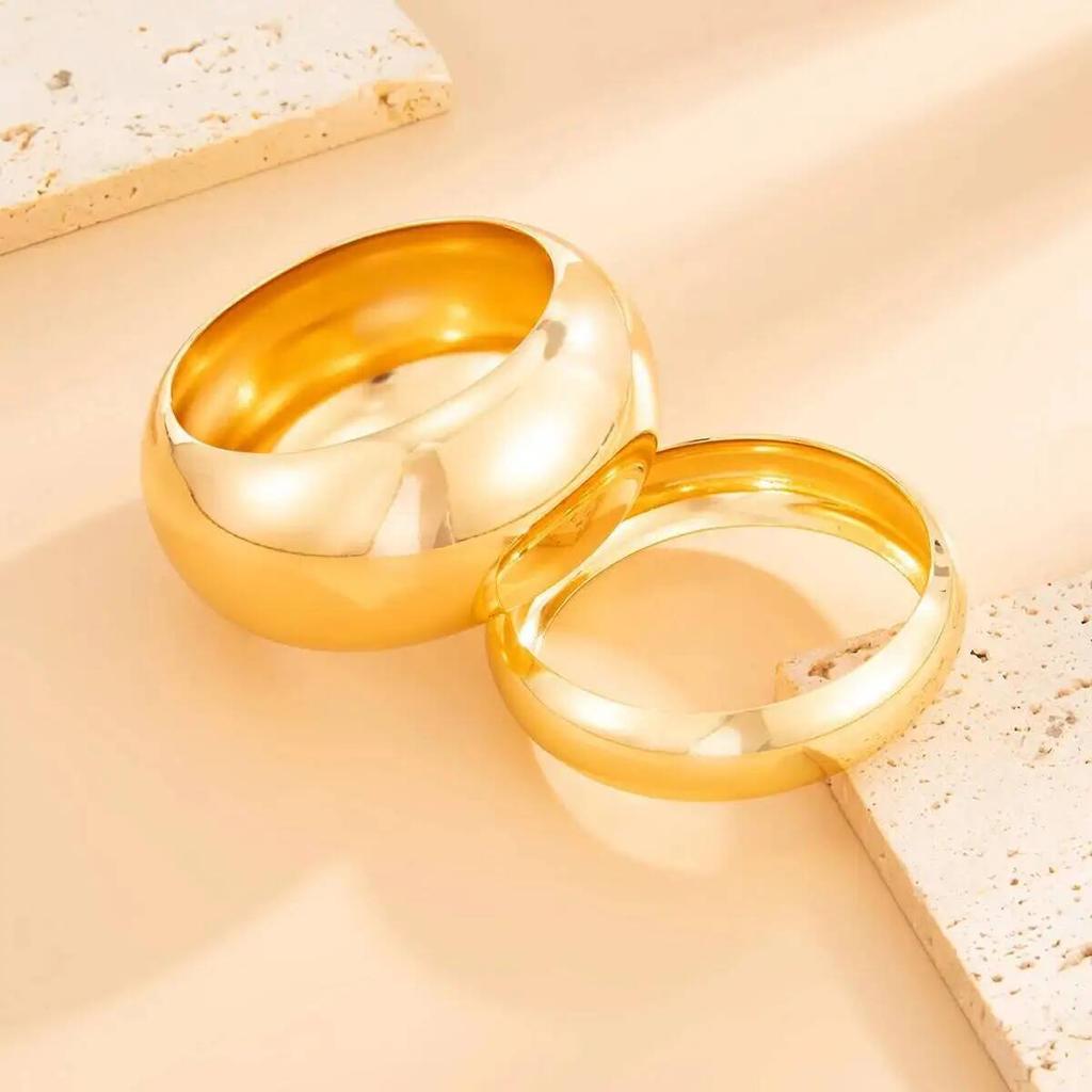 IngeSight.Z Punk Exaggerated Smooth Heavy Metal Chunky Bangle Women Hip Hop Gold Color Round Arm Bracelet Steampunk Jewelry 2026