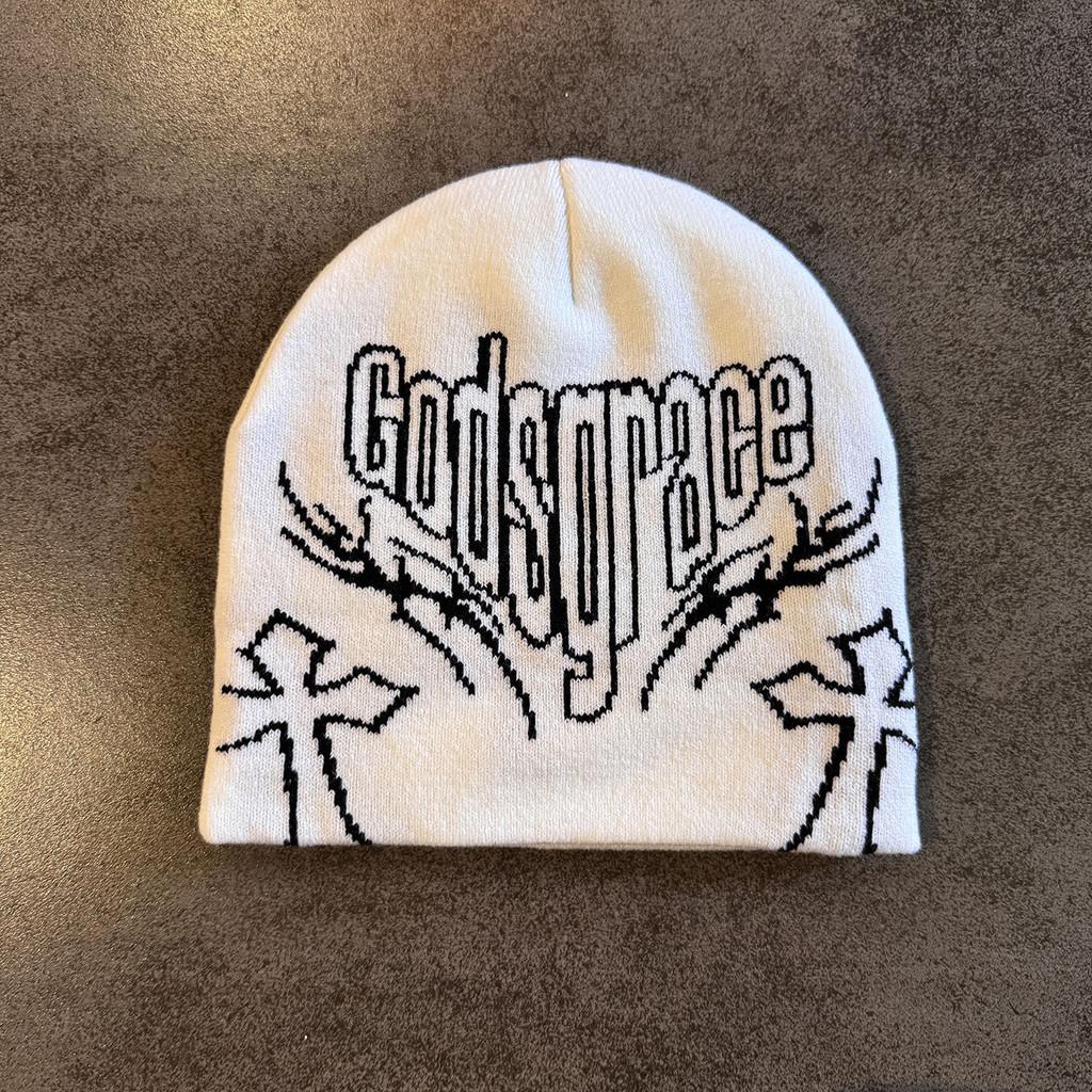 Fashionable Printed Letter Neutral Casual Warm Knitted Hat For Autumn And Winter