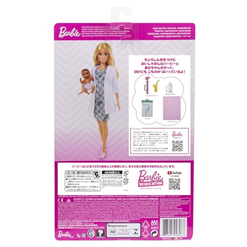 Barbie Baby Doctor Set - Dress-up Doll & House - Pretend Play - Ages 3+ - White GVK03