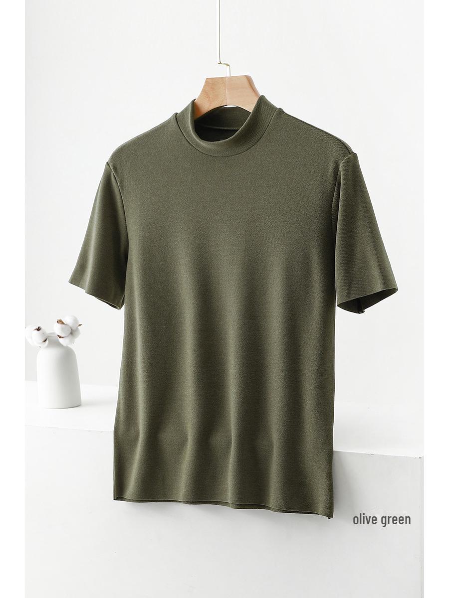 

Мужская термобельё трикотажное - бархат осень/зима, полувысокий воротник, рукава с пятью точками 2XL оливковое зеленый