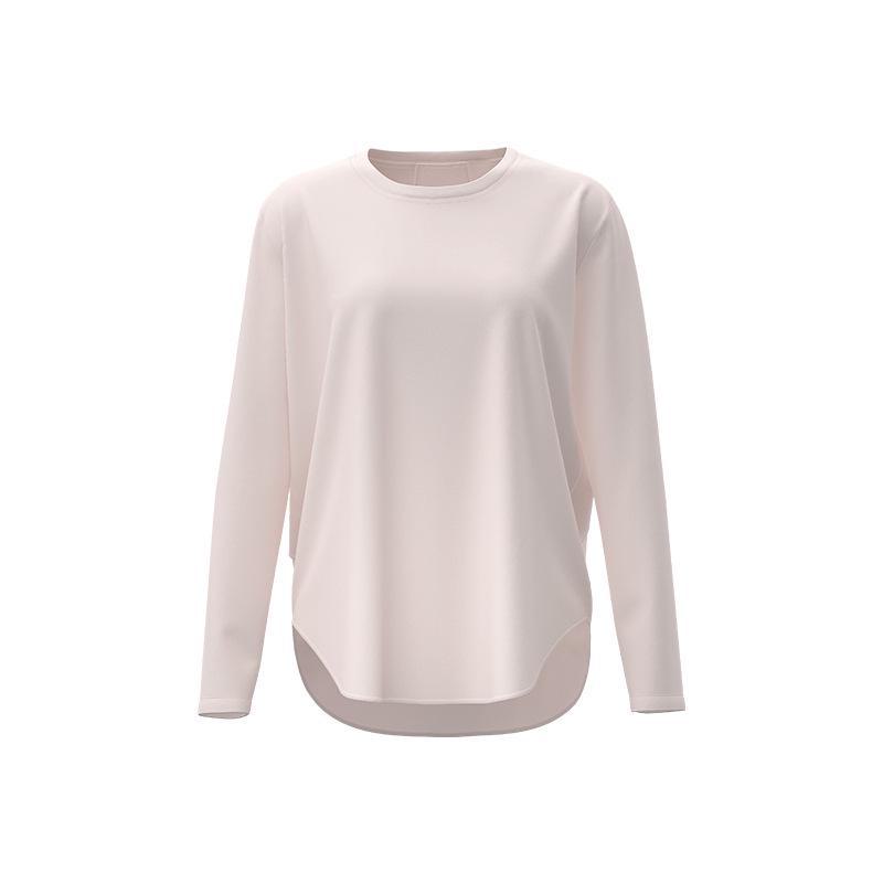 Juyitang Ice Silk Loose Fit Long-Sleeve Yoga Top with Round Neck