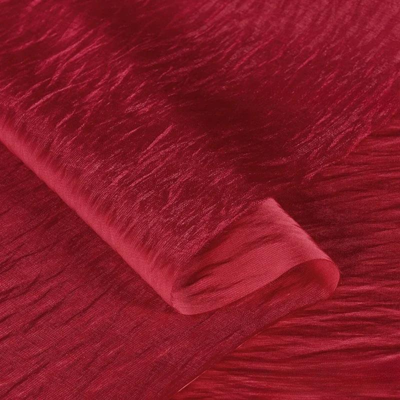 100x150cm Acetate Satin Fabric Pleated Texture Lightweight Breathable Shirt Dress Apparel for Diy Sewing Rayon Material