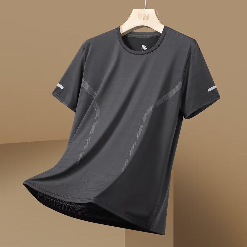 Men's Summer Quick-Dry Mesh Fitness T-Shirt, Elastic Casual Half Sleeve