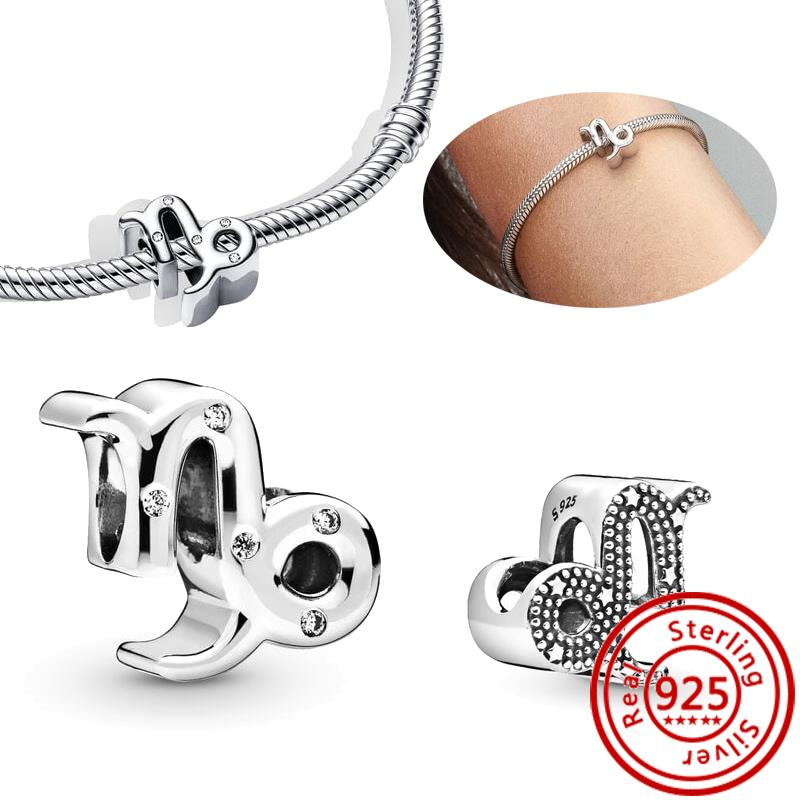100% 925 Sterling copper Sparkling Twelve Star Sign Zodiac Constellation Charm Beads Fit Original Pandora Bracelet Women Zircon
