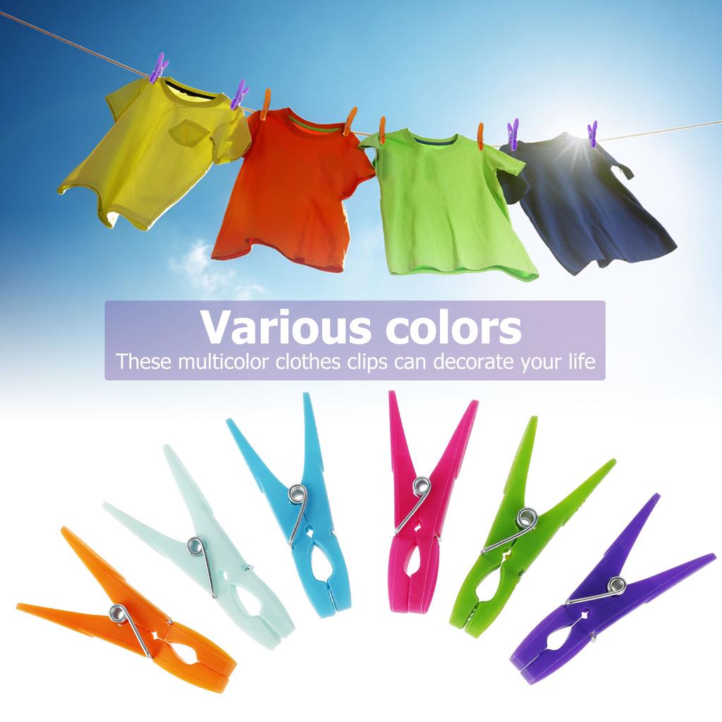 24/48pcs Clothes Pegs Plastic Color Clothes Clips Multi-purpose Washing Line Strong Windproof Washing Clips Home Laundry Pegs