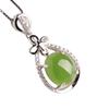 Certified 925 Sterling Silver Jade Necklace with Hollow Jasper Pendant - Elegant Gift for Mom