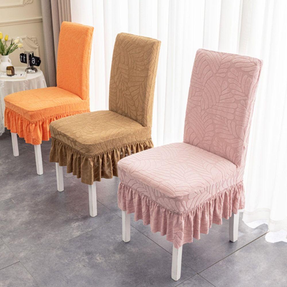 High-elastic Dining Chair Cover Anti-dirty Jacquard Stool Slipcover Skirt Edge Soft Backrest Protector for Home Decoration