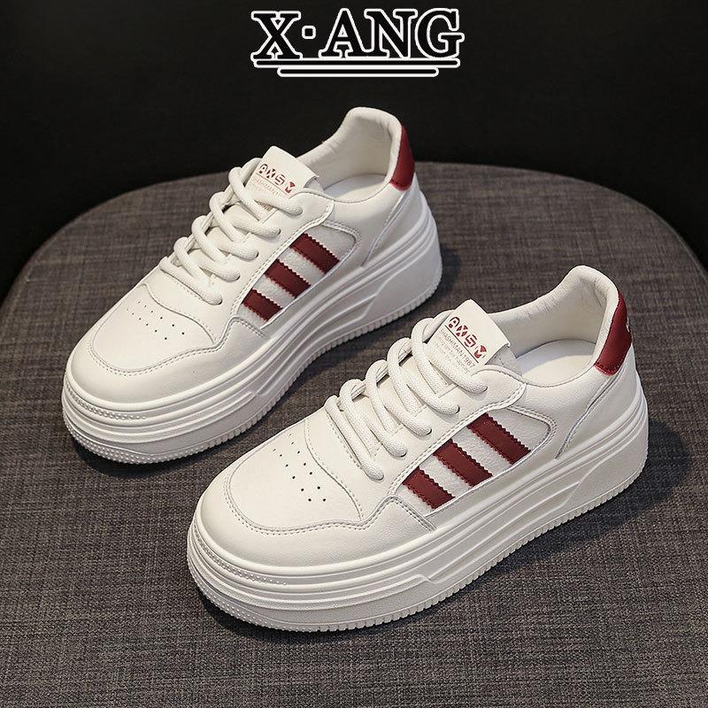 Leather little white shoes platform heightening women's shoes spring new fashion versatile board shoes casual sports shoes