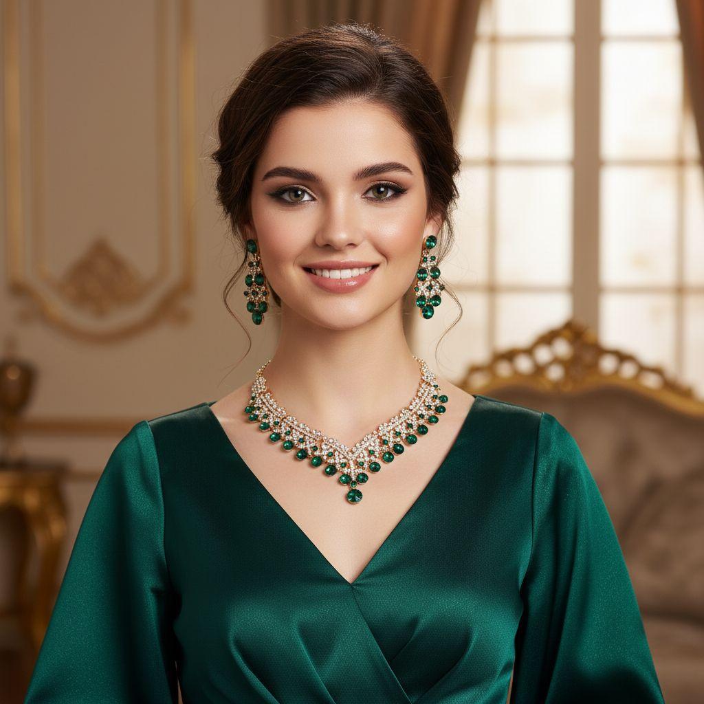 [Small batch customization] Cross-border exquisite bridal jewelry two-piece party dress wedding collarbone necklace earrings