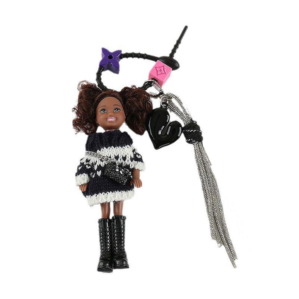 Χαριτωμενιά Πλεκτή Κούκλα Barbie Μπρελόκ Γούρι Μαλακό Χειροποίητο Υφασμάτινο Μπρελόκ Πλαστική Υφή Κρεμαστό Τσάντας για Γυναίκα και Κορίτσι