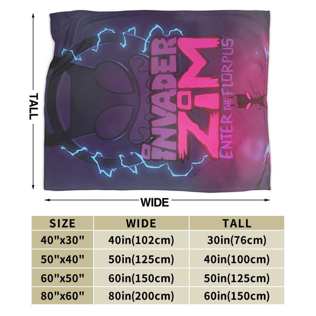 Invader Zim Movie Blanket Soft Warm Street Trend Plush Throw Blanket For Couch Chair Sofa Bed Travel Flannel Bedspread Bed Cover