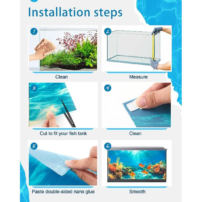 4 Pack Aquarium Background Polyester 30 x 18 Inch Cloth Fish Tank Background Undersea Corals Sunshines Rock Aquatic Plants Wallpaper with
