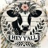 Cow Head Metal Wall Art with Flowers 8 Inch Vintage Home Decor
