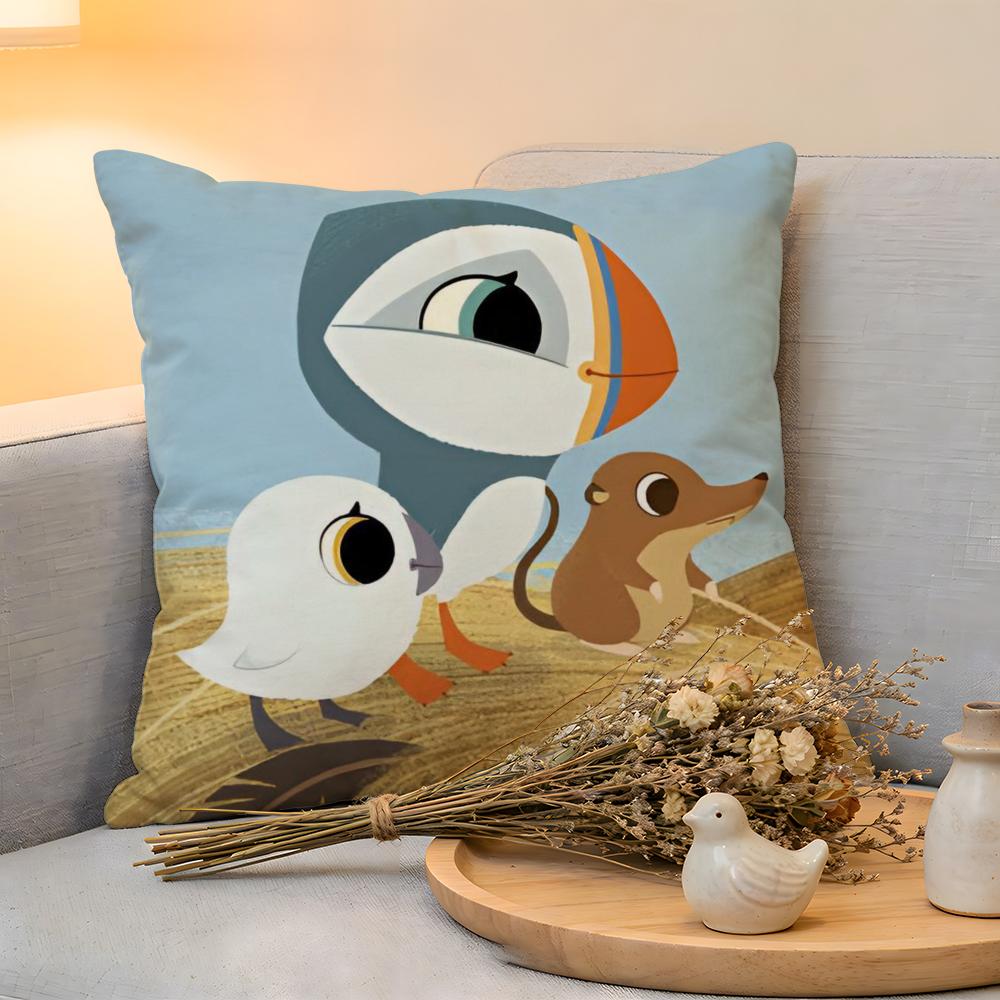Cushion Cover  Linen  SkinFriendly Soft Decorative Case for Sofa Home Decor Kwaii Puffin Rock PPreschool Pillow Cover