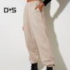 Women Pants High Elastic Waist Ankle Banded Solid Color Casual Soft Warm Pockets Loose Spring Fall Sweatpants Jogging Trousers