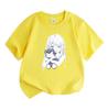 Kids Boys Girls Crew Neck Short Sleeve 100% Cotton T-Shirt, Anime Girl Hug Smiling Teddy Bear Pattern Casual Soft Breathable Summer Tee Tops for Child
