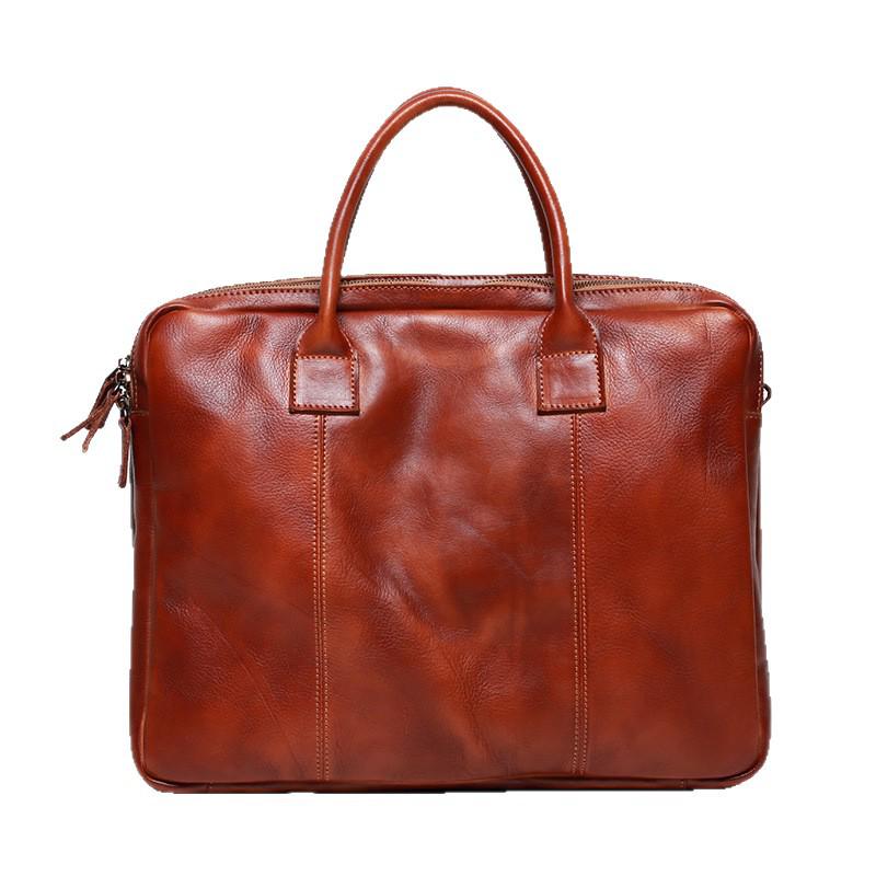 Men's Retro Genuine Leather Multi-Compartment Briefcase and Backpack