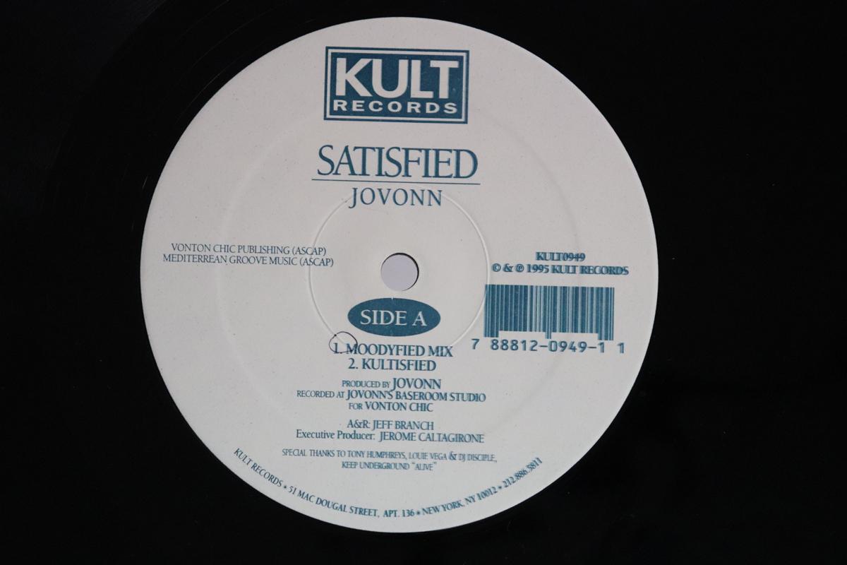 12inch Record JOVONN  Satisfied KULT0949 KULT RECORDS 1995 US Dance  Electronica Used