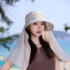 Wide-Brimmed Sunshade Sun Hat Sunscreen Mask Hat Windproof Rope Shawl Fisherman Hat  Cycling