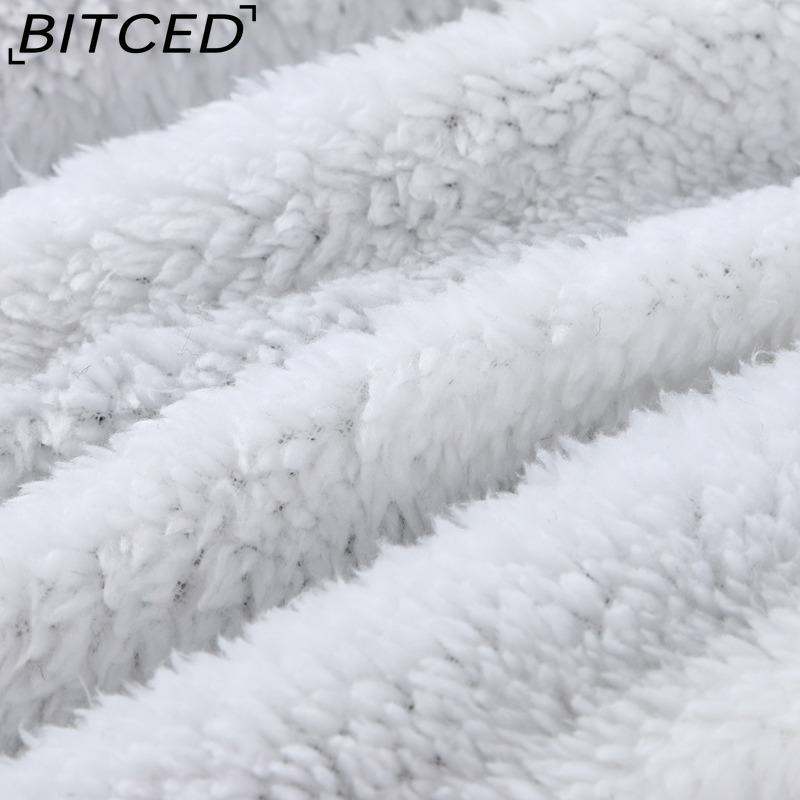 BITCED Women's Cotton-Lined White Fur-Trimmed Parka Mid-Length Hooded Winter Warm Fleece Coat