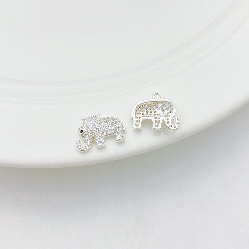 

Copper Silver-Plated Peach Leaf Dolphin Elephant Animal Pendant Handmade DIY Bracelet Necklace Jewelry Material Accessories