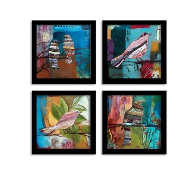 Kunstdruck Zitate Vögel Gerahmtes Gemälde/Poster zur Raumdekoration, Set mit 4 schwarzen Rahmen Papierkunst/Poster für Wohnzimmer (4 Stück, 9 x 9 Zoll)
