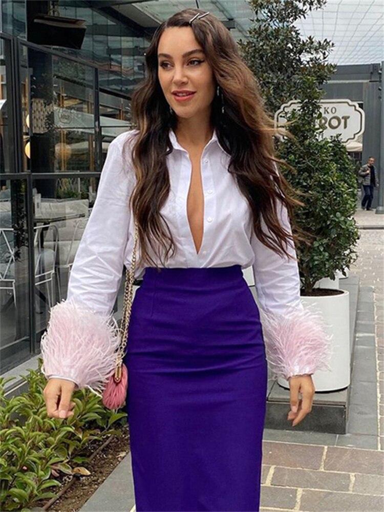 

blusas mujer de moda 2022, летние топы, женские рубашки, женские белые рубашки с мехом, блузки, топы, шикарная женская блузка с длинными рукавами L розовый