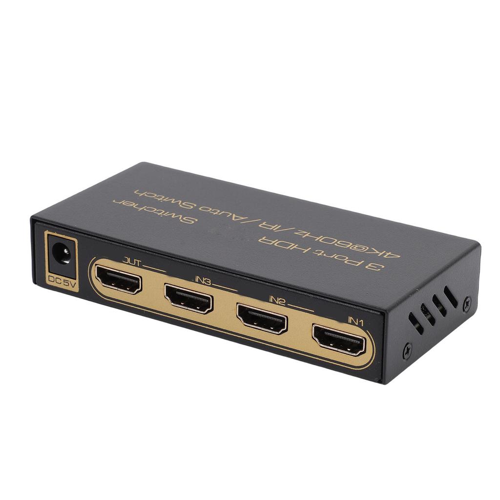 3 in 1 Out HD Multimedia Int face , 4K 60Hz with Infrared Remote, 3 Inputs to 1 Output for 2160P 1080P, Supports DTS HD TrueHD, LED Sta
