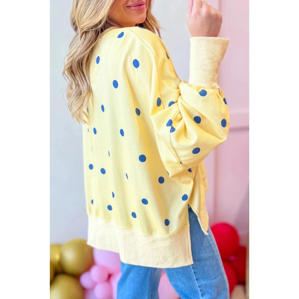 Felpa oversize da donna Autunno Inverno, Stampa Pois Blocco Colore, Top Casual Moda Transfrontaliera