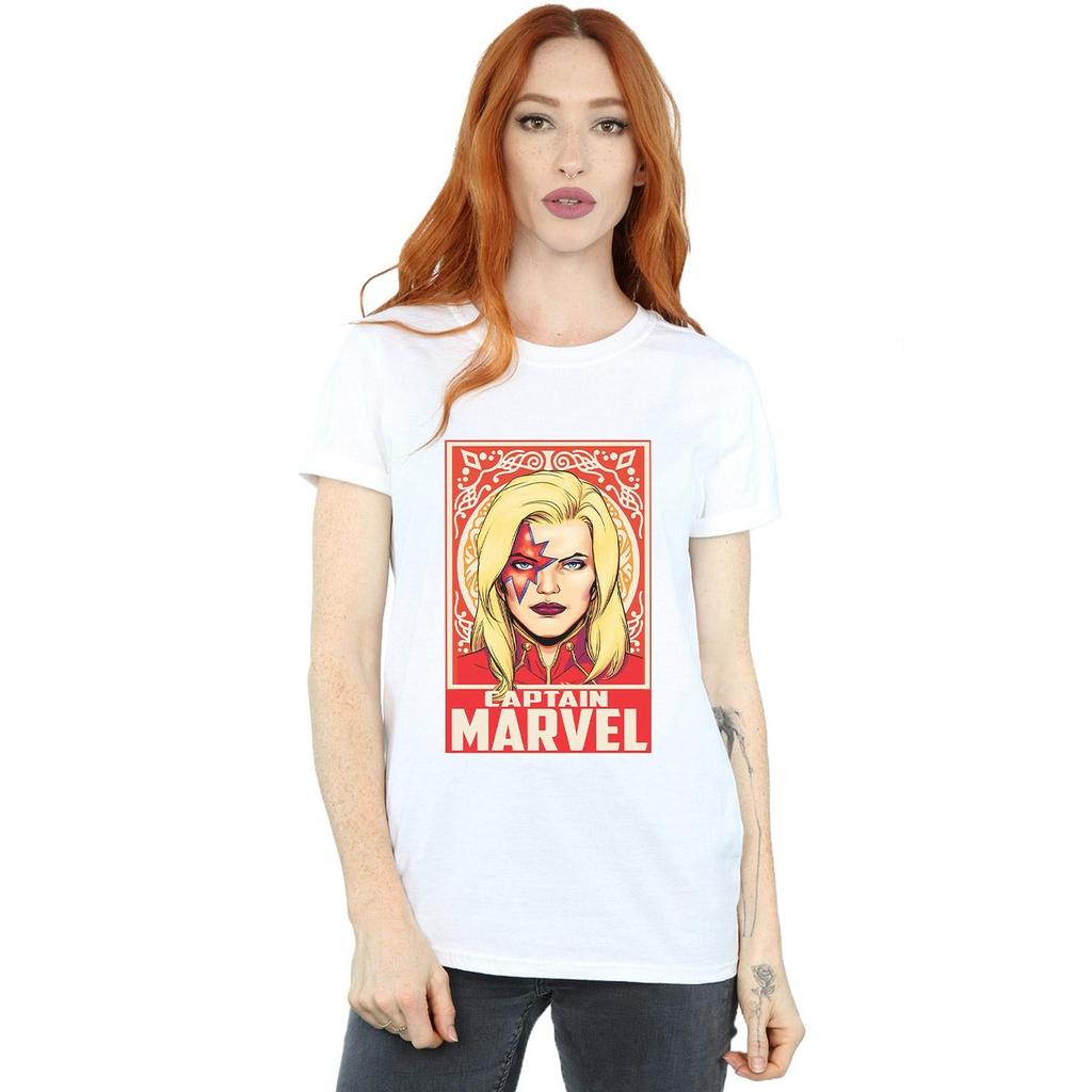 Captain Marvel Womens/Ladies Ornament Boyfriend T-Shirt